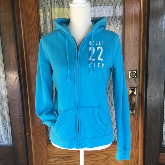 Hollister size medium apple blue zip up hoodie - Picture 2 of 8